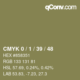 颜色代码: CMYK 0 / 1 / 39 / 48 | qconv.com