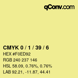 Color code: CMYK 0 / 1 / 39 / 6 | qconv.com