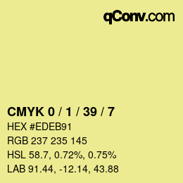 カラーコード: CMYK 0 / 1 / 39 / 7 | qconv.com
