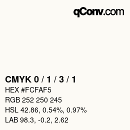 カラーコード: CMYK 0 / 1 / 3 / 1 | qconv.com