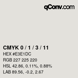 カラーコード: CMYK 0 / 1 / 3 / 11 | qconv.com