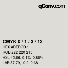 カラーコード: CMYK 0 / 1 / 3 / 13 | qconv.com
