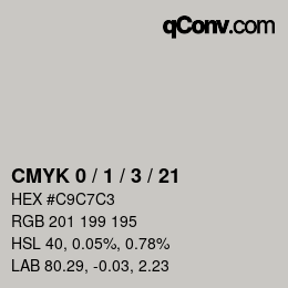 カラーコード: CMYK 0 / 1 / 3 / 21 | qconv.com