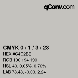 颜色代码: CMYK 0 / 1 / 3 / 23 | qconv.com