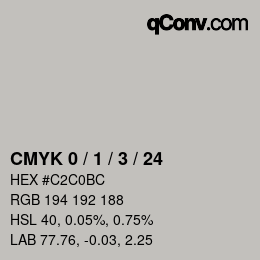 Código de color: CMYK 0 / 1 / 3 / 24 | qconv.com