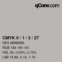 カラーコード: CMYK 0 / 1 / 3 / 27 | qconv.com