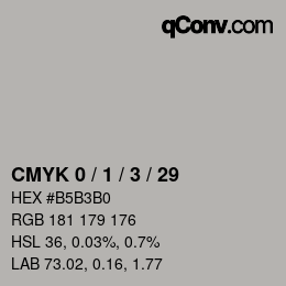 颜色代码: CMYK 0 / 1 / 3 / 29 | qconv.com