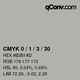 カラーコード: CMYK 0 / 1 / 3 / 30 | qconv.com