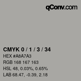 颜色代码: CMYK 0 / 1 / 3 / 34 | qconv.com