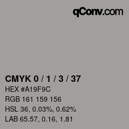 カラーコード: CMYK 0 / 1 / 3 / 37 | qconv.com