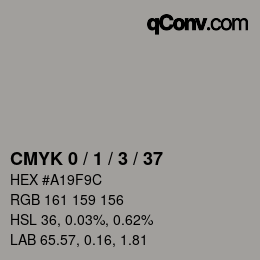 カラーコード: CMYK 0 / 1 / 3 / 37 | qconv.com