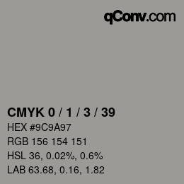 Farbcode: CMYK 0 / 1 / 3 / 39 | qconv.com