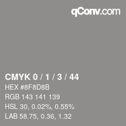 カラーコード: CMYK 0 / 1 / 3 / 44 | qconv.com