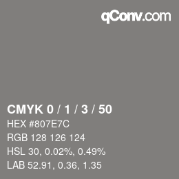 カラーコード: CMYK 0 / 1 / 3 / 50 | qconv.com