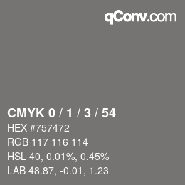 Color code: CMYK 0 / 1 / 3 / 54 | qconv.com