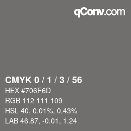 Color code: CMYK 0 / 1 / 3 / 56 | qconv.com