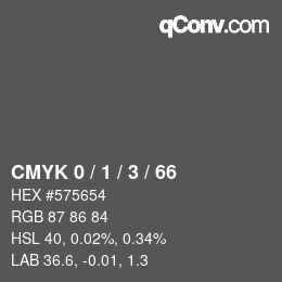 カラーコード: CMYK 0 / 1 / 3 / 66 | qconv.com