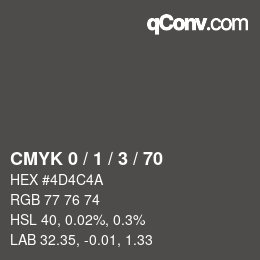 Color code: CMYK 0 / 1 / 3 / 70 | qconv.com