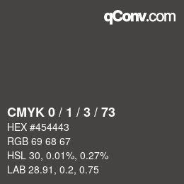 颜色代码: CMYK 0 / 1 / 3 / 73 | qconv.com