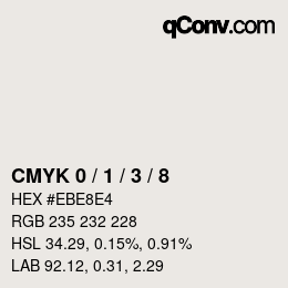 Code couleur: CMYK 0 / 1 / 3 / 8 | qconv.com