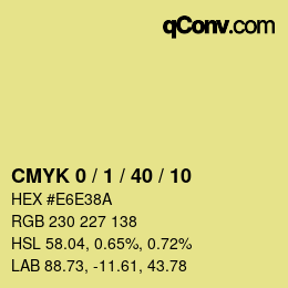 カラーコード: CMYK 0 / 1 / 40 / 10 | qconv.com