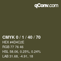 カラーコード: CMYK 0 / 1 / 40 / 70 | qconv.com