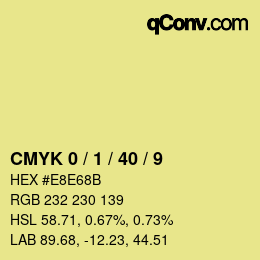 カラーコード: CMYK 0 / 1 / 40 / 9 | qconv.com