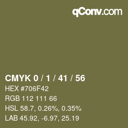 カラーコード: CMYK 0 / 1 / 41 / 56 | qconv.com