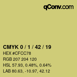 カラーコード: CMYK 0 / 1 / 42 / 19 | qconv.com