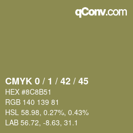 カラーコード: CMYK 0 / 1 / 42 / 45 | qconv.com