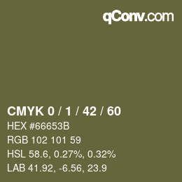 カラーコード: CMYK 0 / 1 / 42 / 60 | qconv.com
