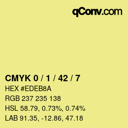 カラーコード: CMYK 0 / 1 / 42 / 7 | qconv.com