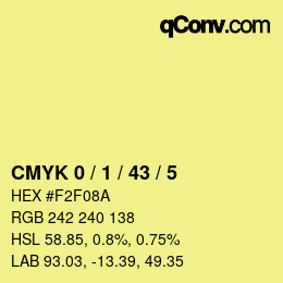 カラーコード: CMYK 0 / 1 / 43 / 5 | qconv.com