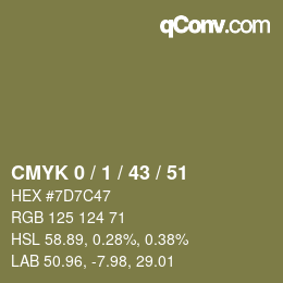 Color code: CMYK 0 / 1 / 43 / 51 | qconv.com