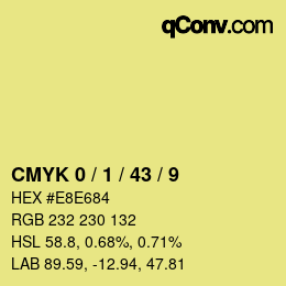 カラーコード: CMYK 0 / 1 / 43 / 9 | qconv.com