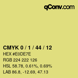 カラーコード: CMYK 0 / 1 / 44 / 12 | qconv.com