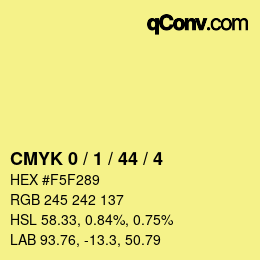 Color code: CMYK 0 / 1 / 44 / 4 | qconv.com