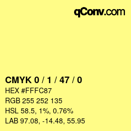 Color code: CMYK 0 / 1 / 47 / 0 | qconv.com