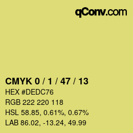 カラーコード: CMYK 0 / 1 / 47 / 13 | qconv.com