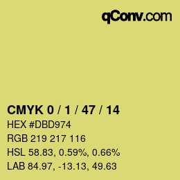 カラーコード: CMYK 0 / 1 / 47 / 14 | qconv.com