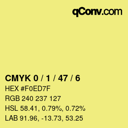 颜色代码: CMYK 0 / 1 / 47 / 6 | qconv.com