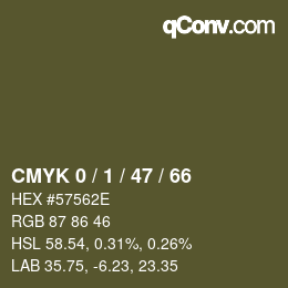 カラーコード: CMYK 0 / 1 / 47 / 66 | qconv.com