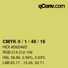 カラーコード: CMYK 0 / 1 / 49 / 16 | qconv.com