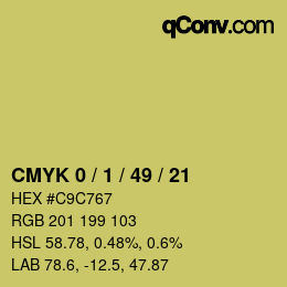 カラーコード: CMYK 0 / 1 / 49 / 21 | qconv.com