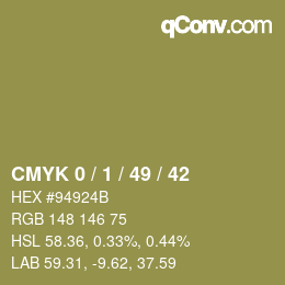 カラーコード: CMYK 0 / 1 / 49 / 42 | qconv.com