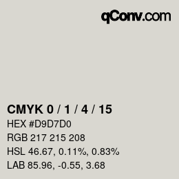 Farbcode: CMYK 0 / 1 / 4 / 15 | qconv.com