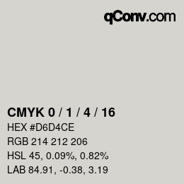 颜色代码: CMYK 0 / 1 / 4 / 16 | qconv.com