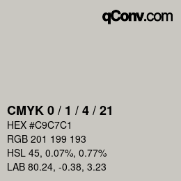 颜色代码: CMYK 0 / 1 / 4 / 21 | qconv.com