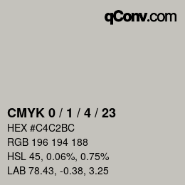 Color code: CMYK 0 / 1 / 4 / 23 | qconv.com