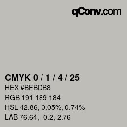 Color code: CMYK 0 / 1 / 4 / 25 | qconv.com